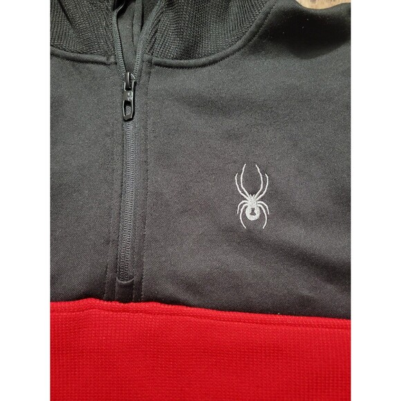 Spyder Men's Ray Half Zip Pullover Sweater Hoodie Red Black size large - Picture 5 of 8